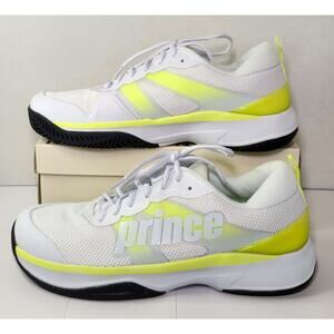 Prince Cross-Court 2.0 Tennis Pickleball Sneakers White & Neon Men's Size 10.5